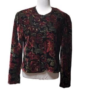 Vintage Norton McNaughton Velvet Floral Jacket Gold Threads Whimsey Goth - 12